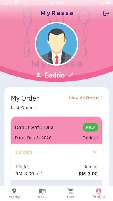 Tangkapan skrin MyRassa
